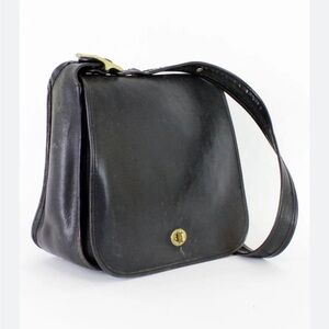 Coach Black Leather Bag with Gold Accents